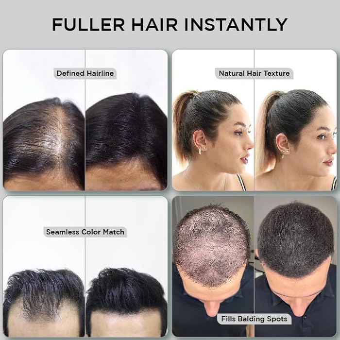 THICK FIBER Hair Fibres (Pack of 1, BLACK) | Powder for Thinning 25g Bottle Makes Thin Look Thicker in Seconds with loss Concealer Women & Men - Image 4